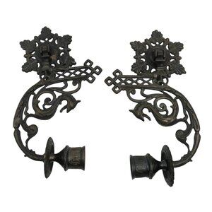 Cast Metal DRAGON Wall SCONCES Candle Holders Set Of 2 Gothic Medieval Vintage